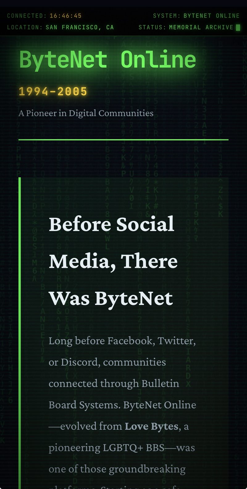 Screenshot of the bytenet.com homepage