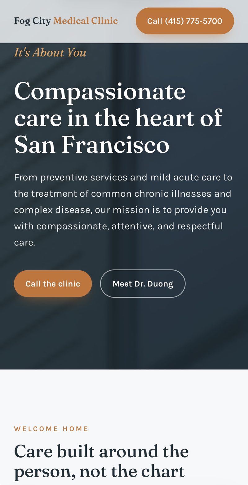 Screenshot of the fogcitymedical.com homepage