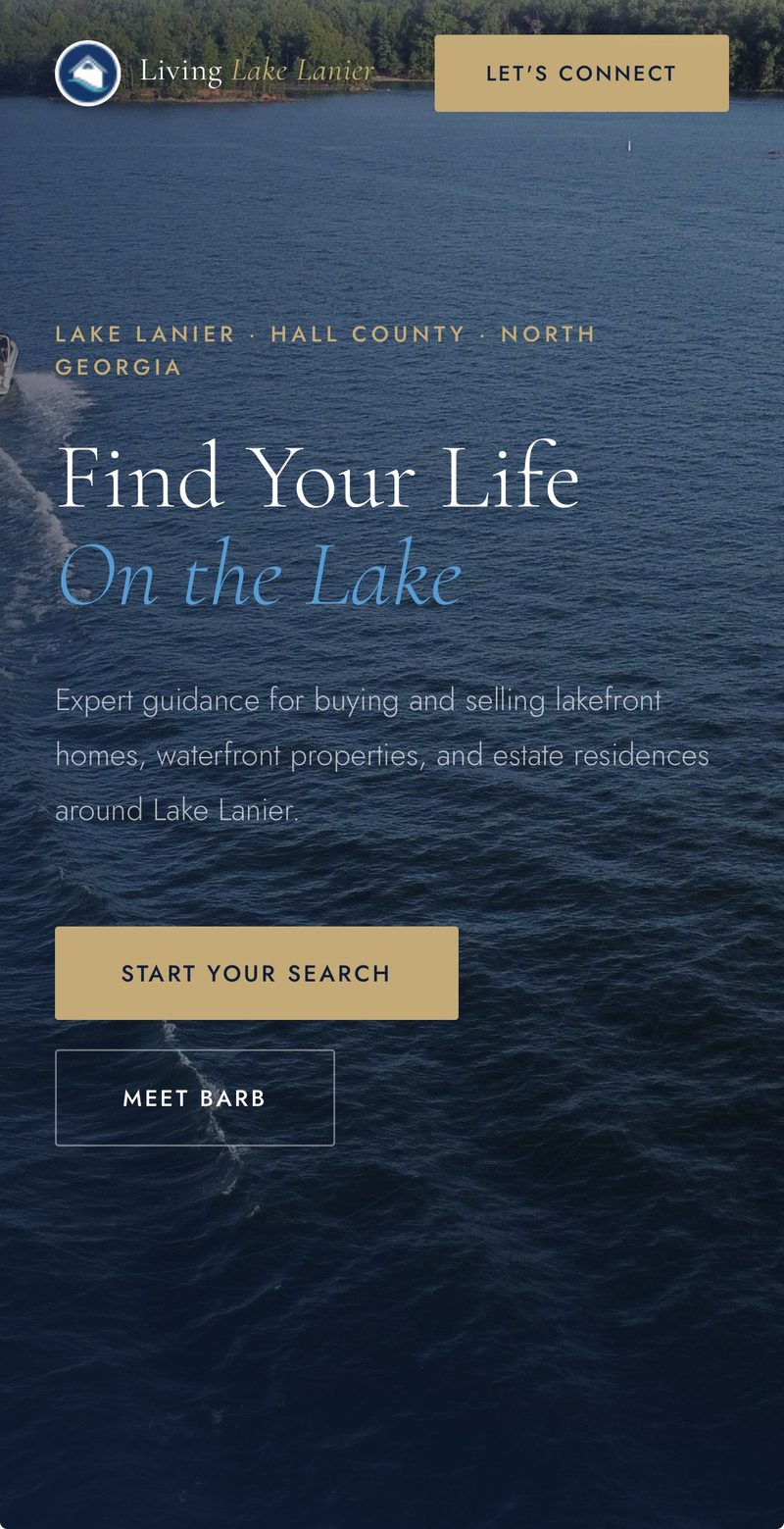 Screenshot of the livinglakelanier.com homepage